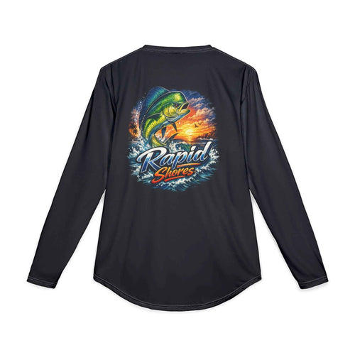 Fishing UV Long Sleeve Shirt – "Rapid Shores" Mahi Sunset Performance Tee