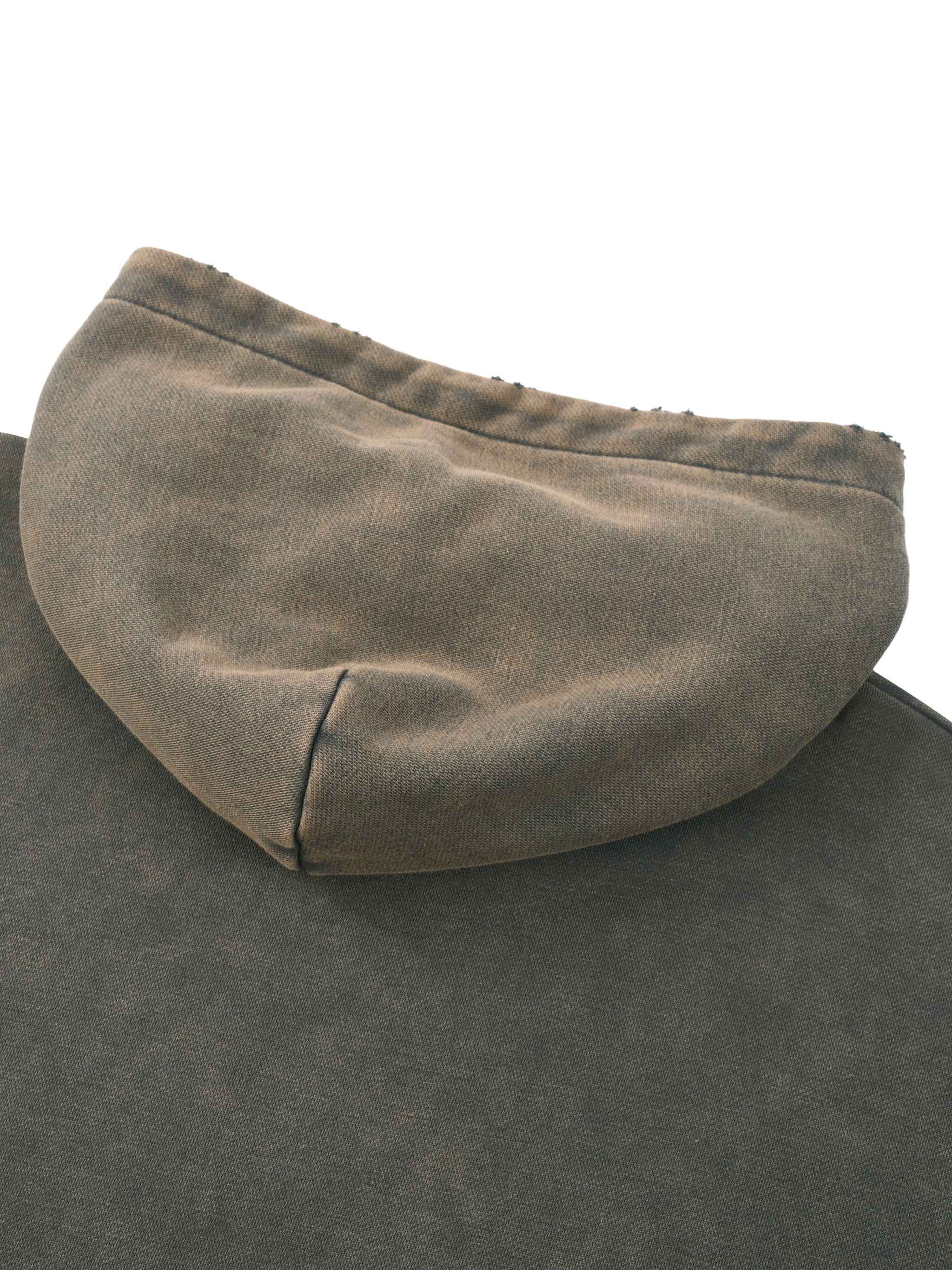 Vintage Washed Frayed-Hem Hoodie